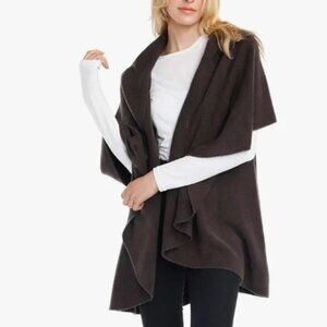 Look by M Boutique Cozy Shawl Vest Cardigan Sweater in Mocha Taupe OSFM $58